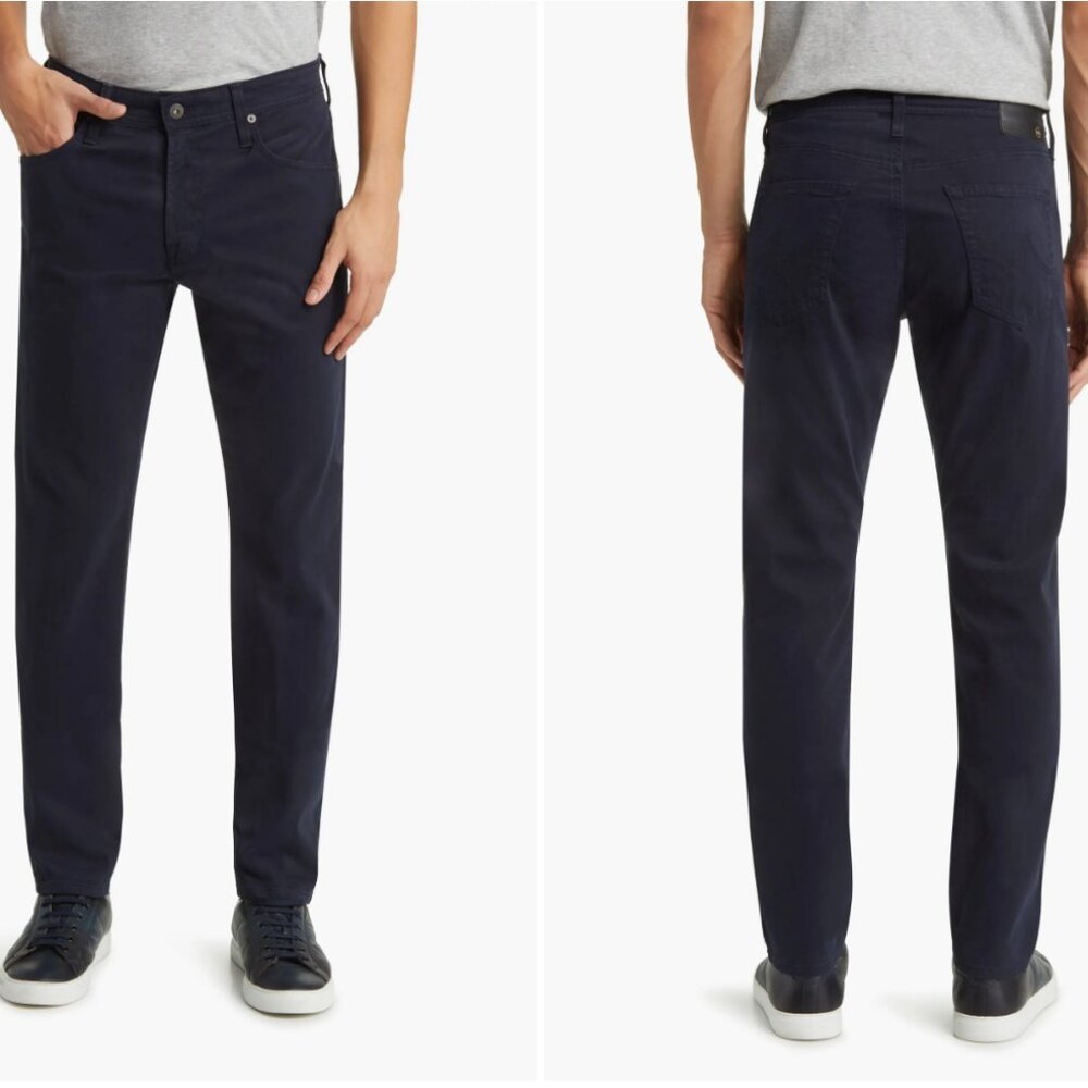 AG Men’s Everett Stretch Sateen Slim Straight Deep Navy SUD Pants, 33x34